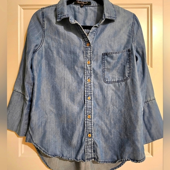 Velvet Heart Long Sleeve Jean Shirt sz xs - Picture 2 of 5